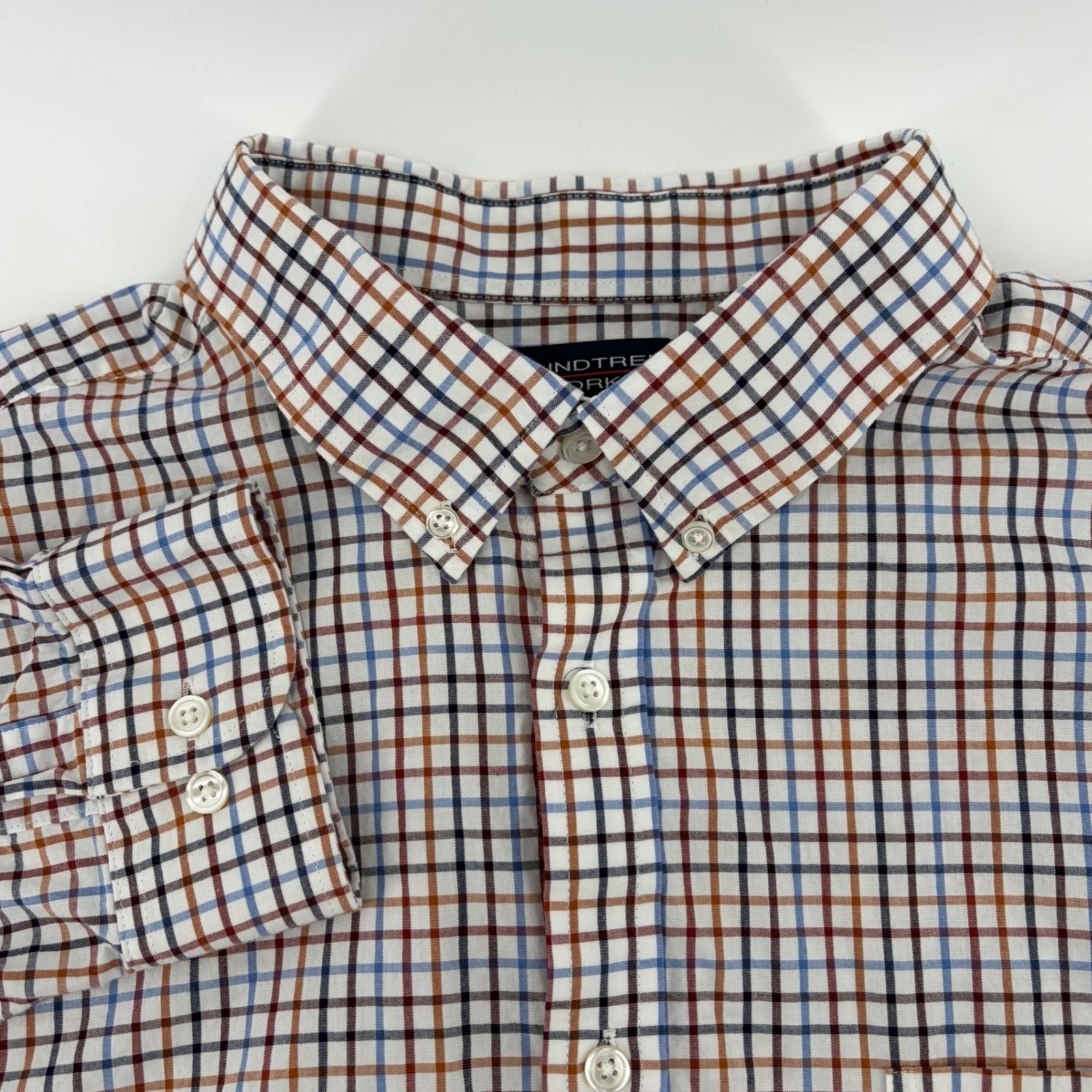 Roundtree & Yorke Xxl Mens Plaid Checkered Button Down Long Sleeve Shirt